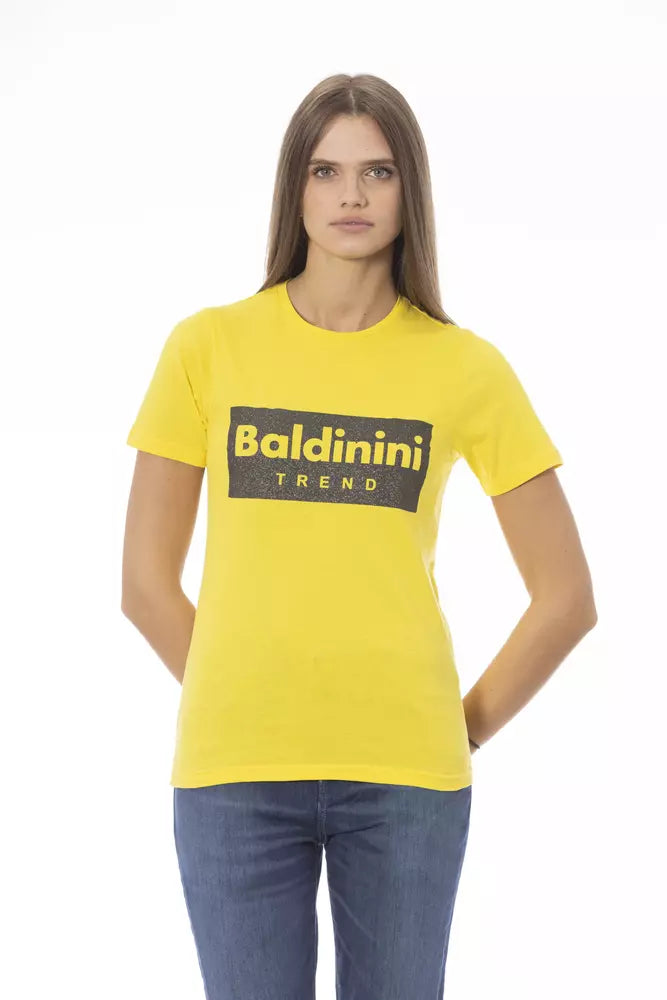 Camiseta de cuello redondo Baldinini Trend Sunshine Yellow con estampado de diseñador