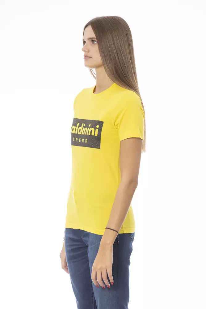 Camiseta de cuello redondo Baldinini Trend Sunshine Yellow con estampado de diseñador