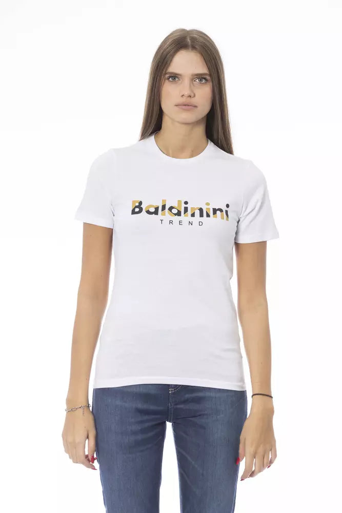 T-shirt ras du cou en coton blanc Baldinini Trend