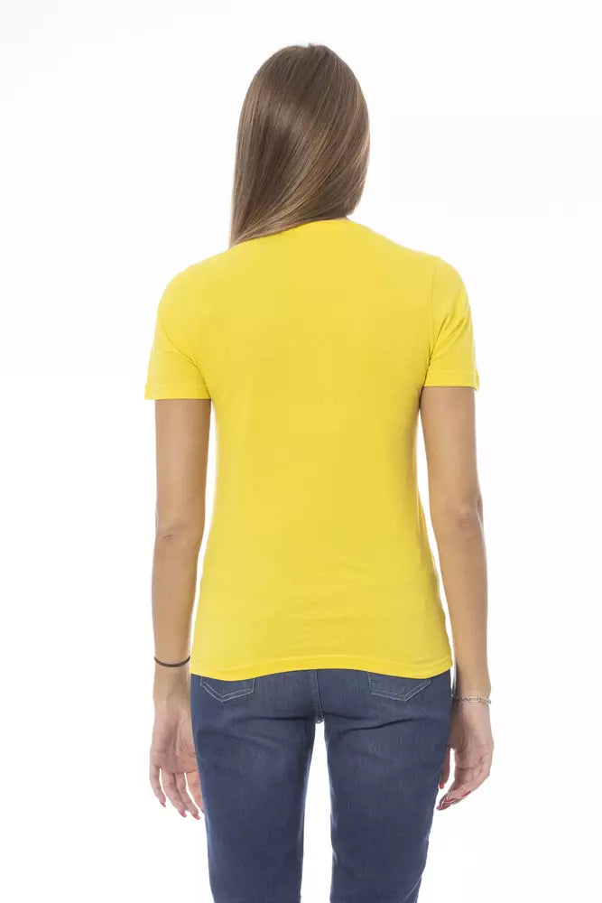 T-shirt à col rond jaune soleil Baldinini Trend avec imprimé design