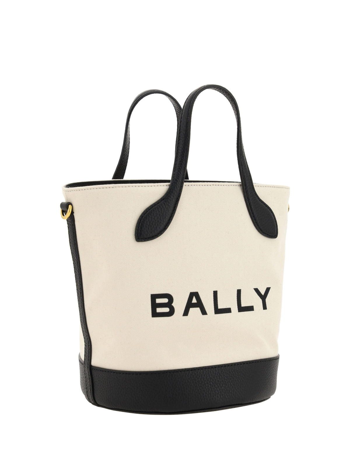 Elegante bolso tipo cubo con monograma de Bally en blanco y negro