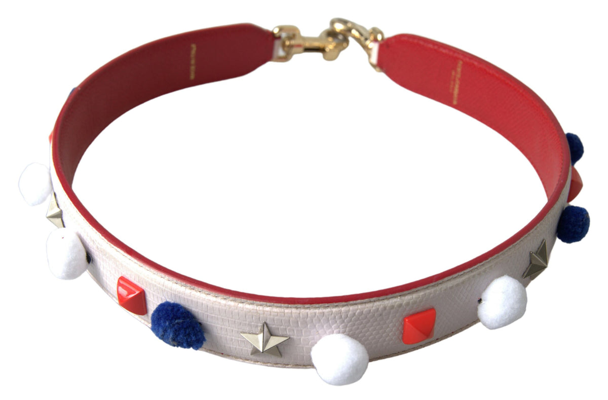 Bracelet en cuir clouté multicolore blanc Dolce &amp; Gabbana