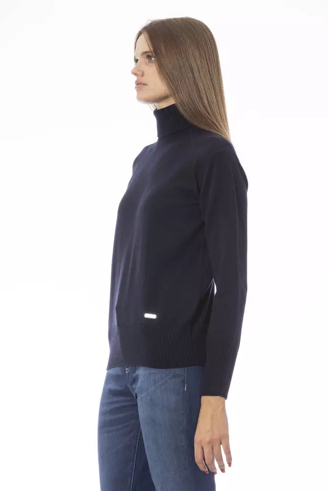 Jersey de cuello alto elegante azul Baldinini Trend