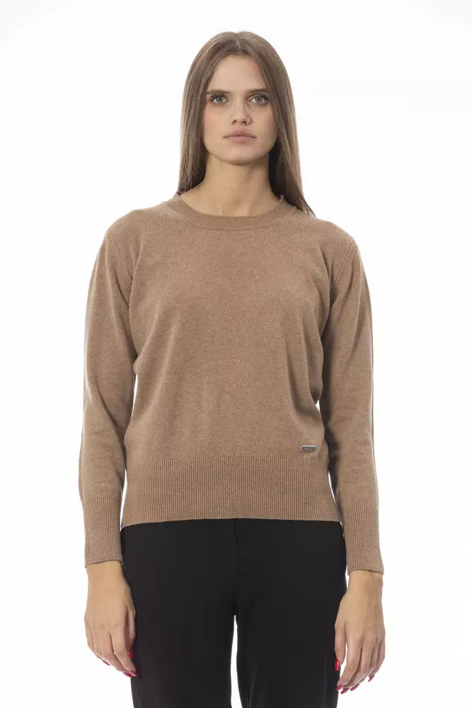 Suéter de cuello redondo beige sofisticado de Baldinini Trend