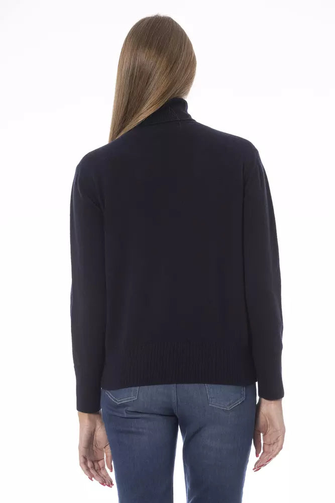 Jersey de cuello alto elegante azul Baldinini Trend