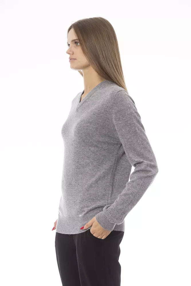 Jersey elegante de punto trenzado con escote en V de Baldinini Trend