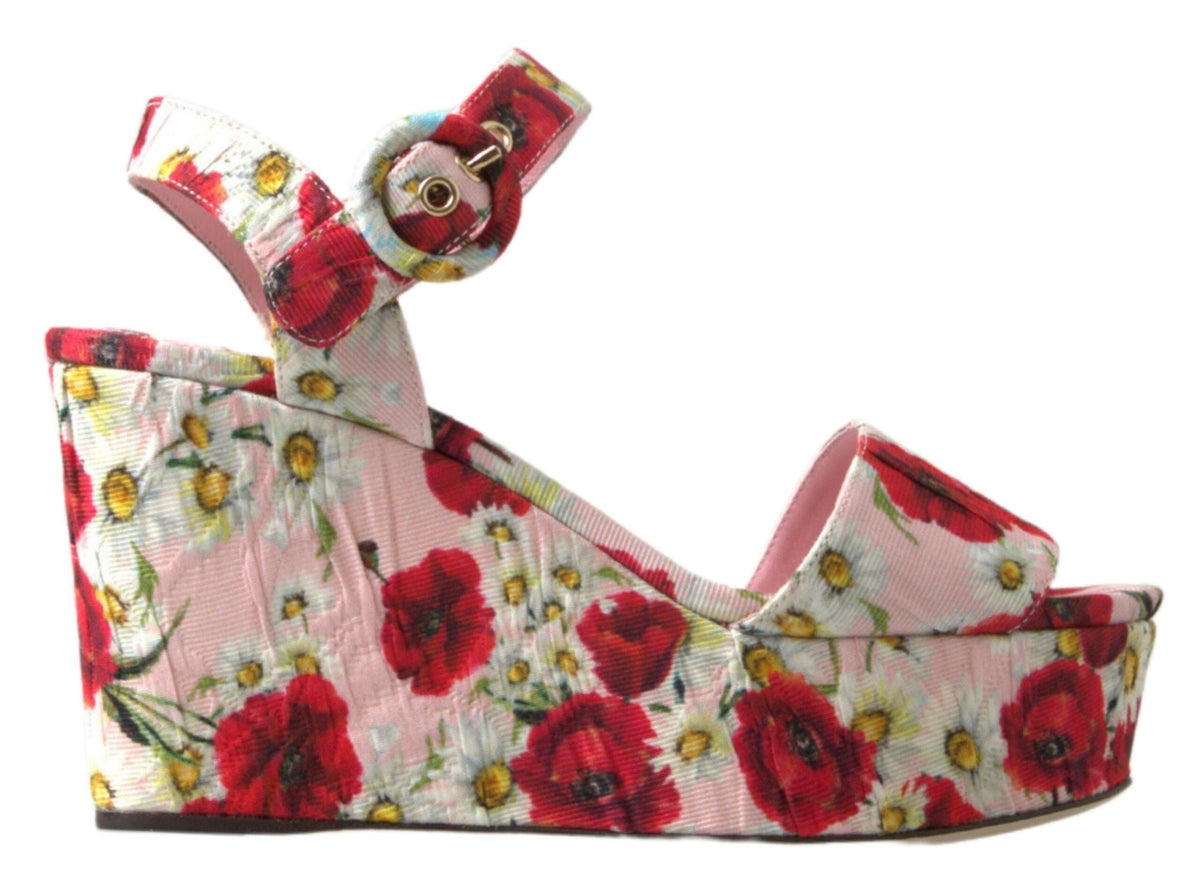 Sandalias de cuña con tira al tobillo y diseño floral de Dolce &amp; Gabbana