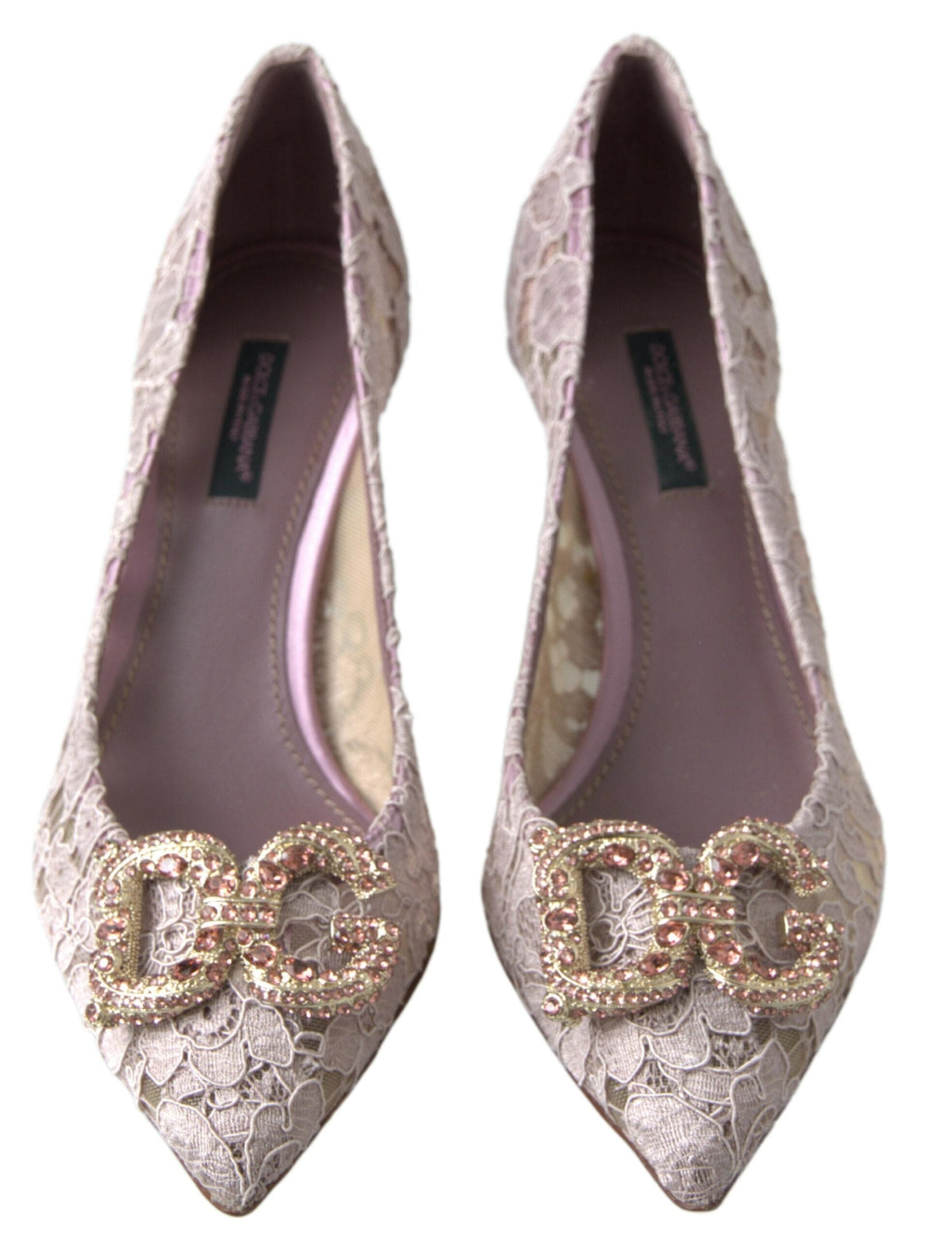 Tacones elegantes con adornos de cristales rosas de Dolce &amp; Gabbana