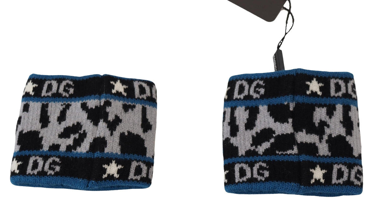 Pañuelo para la muñeca exclusivo de Dolce &amp; Gabbana en mezcla de lana y cachemira azul