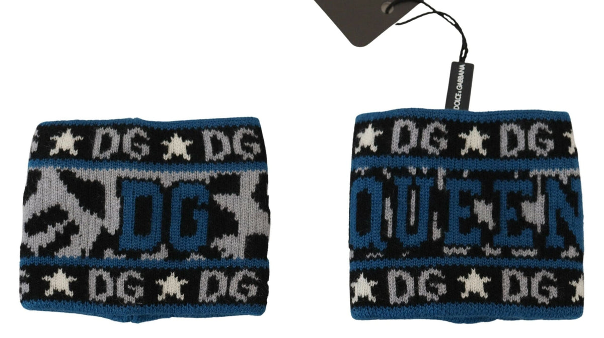 Pañuelo para la muñeca exclusivo de Dolce &amp; Gabbana en mezcla de lana y cachemira azul