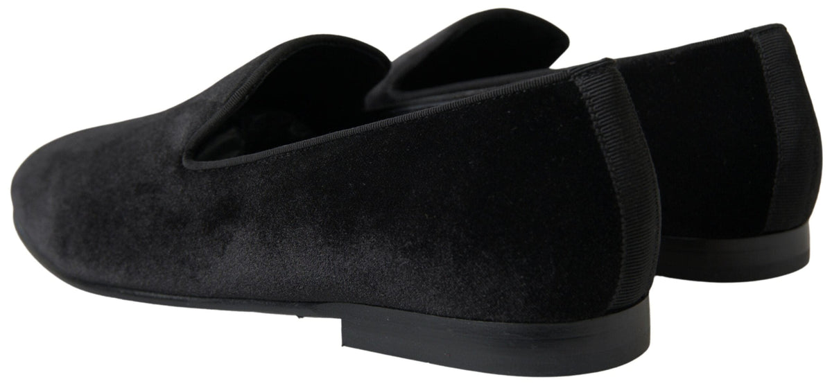 Mocassins élégants en velours noir Dolce &amp; Gabbana pour hommes