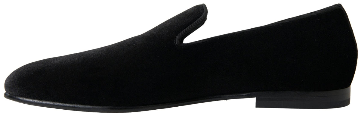 Mocassins élégants en velours noir Dolce &amp; Gabbana pour hommes