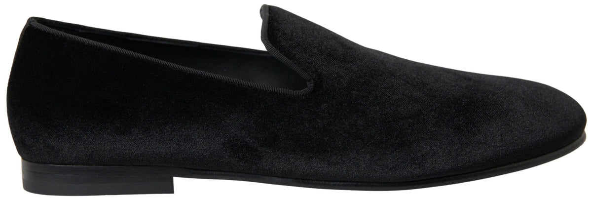 Mocassins élégants en velours noir Dolce &amp; Gabbana pour hommes