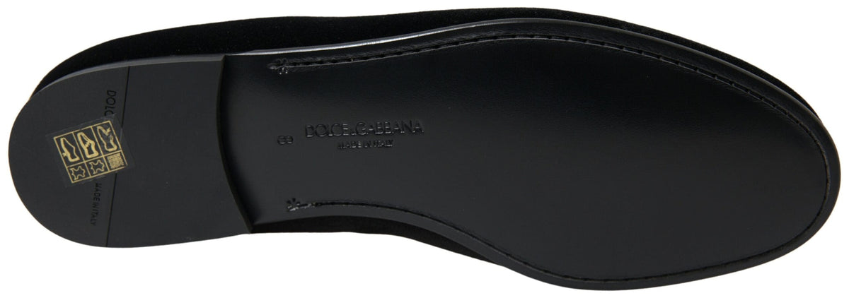 Mocassins élégants en velours noir Dolce &amp; Gabbana pour hommes