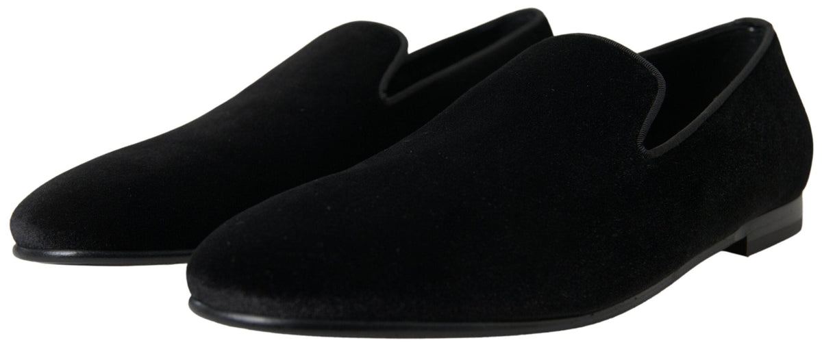 Mocassins élégants en velours noir Dolce &amp; Gabbana pour hommes