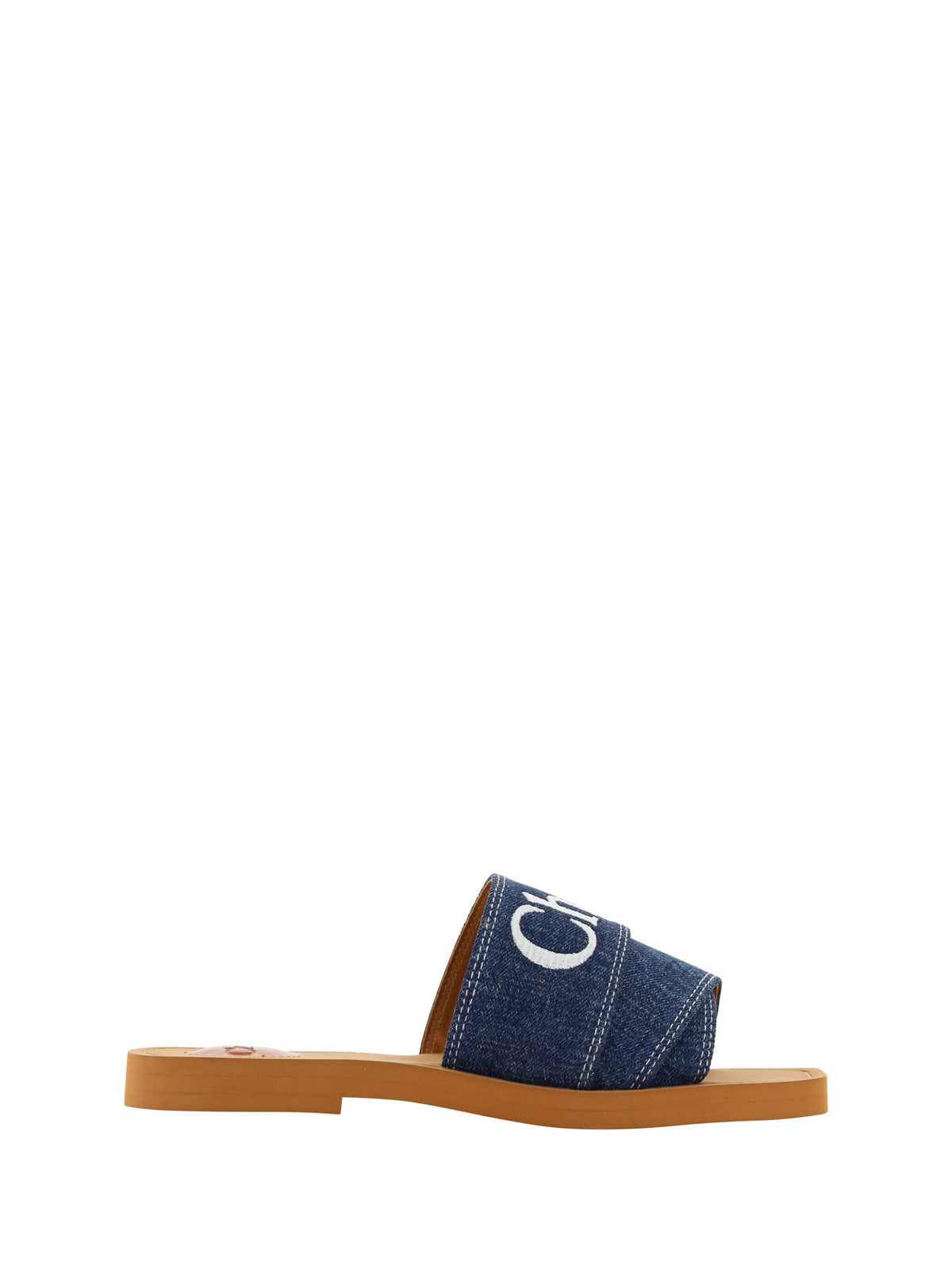 Sandalias tipo chanclas Chloé Sunptuous Cotton Woody en azul vaquero