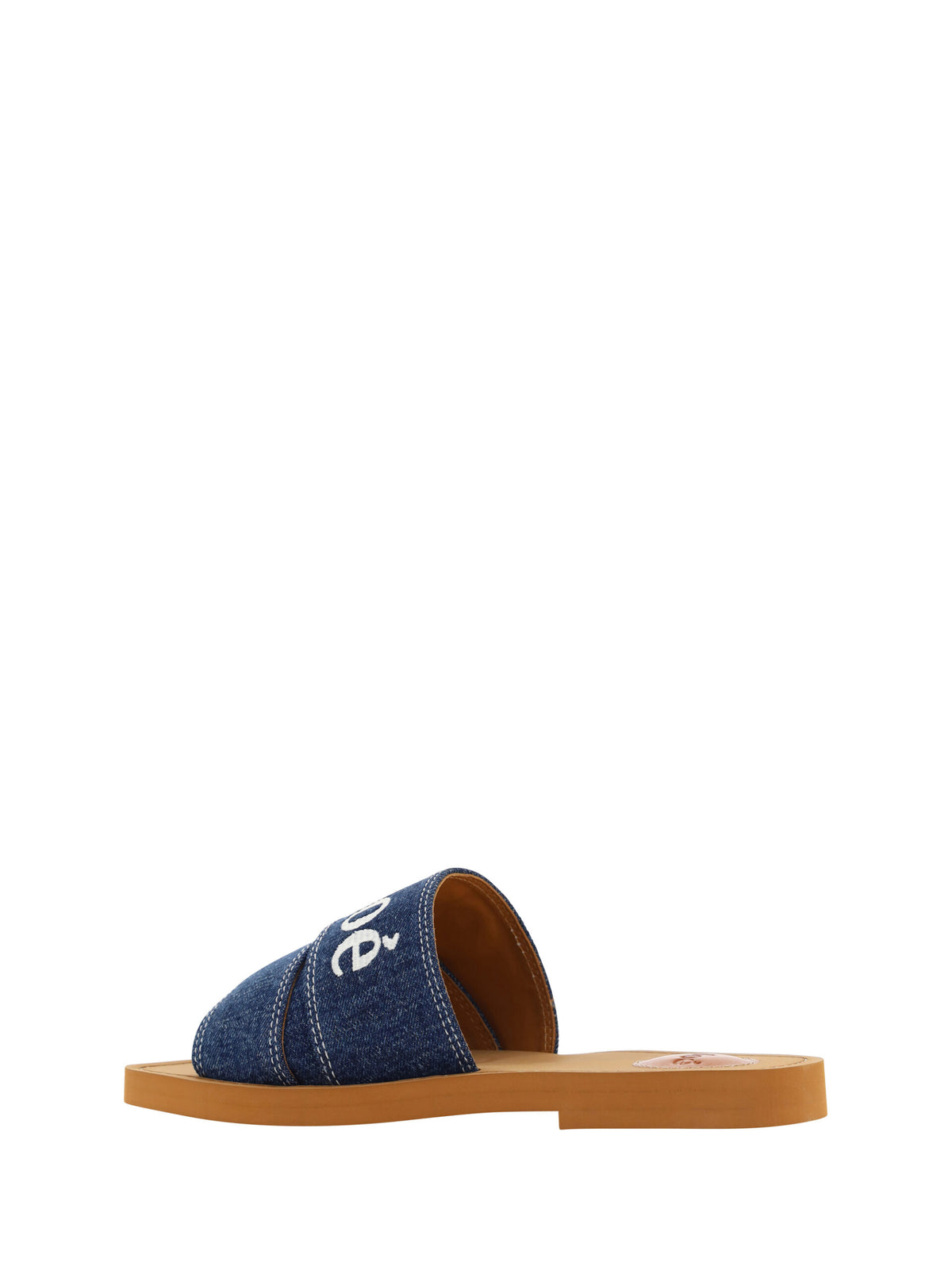 Sandalias tipo chanclas Chloé Sunptuous Cotton Woody en azul vaquero