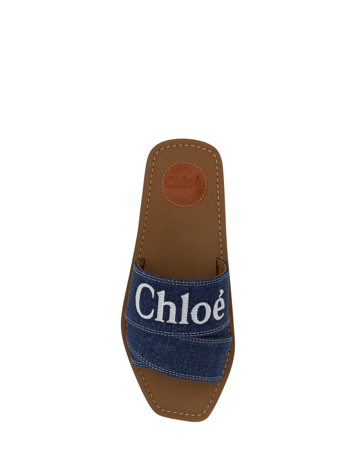 Sandalias tipo chanclas Chloé Sunptuous Cotton Woody en azul vaquero