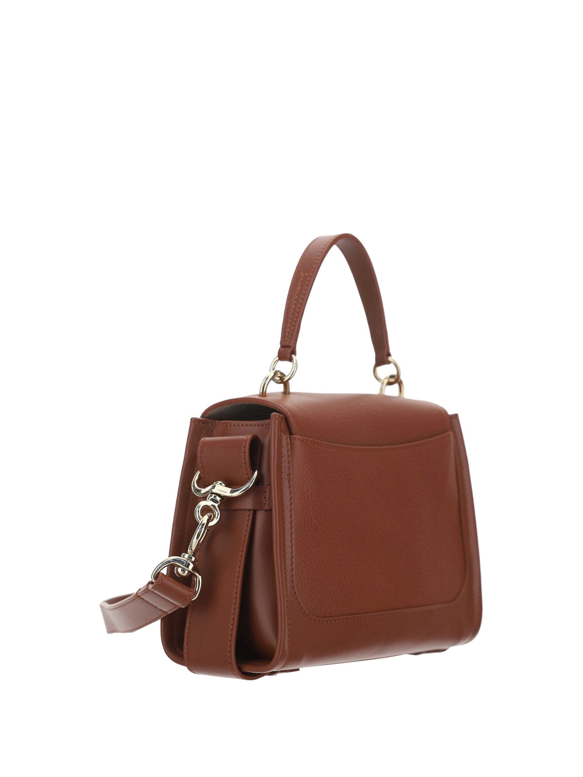 Elegante bolso de mano de piel de becerro marrón sepia de Chloé