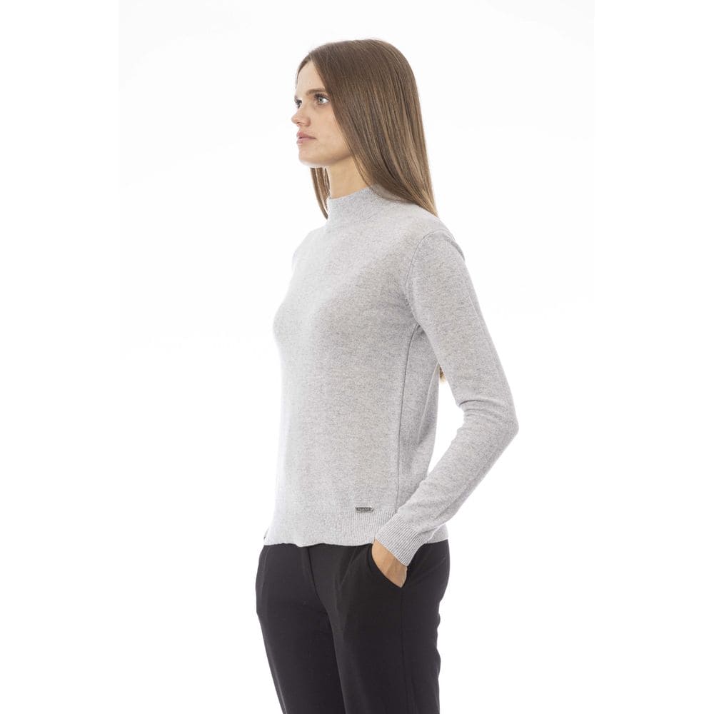 Pull col roulé élégant en mélange de cachemire gris Baldinini Trend