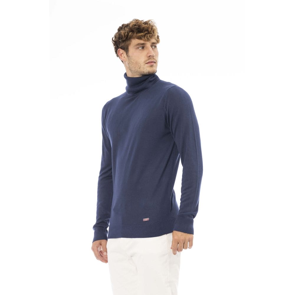 Jersey de cuello alto Baldinini Trend Chic en azul: mezcla de modal y cachemira