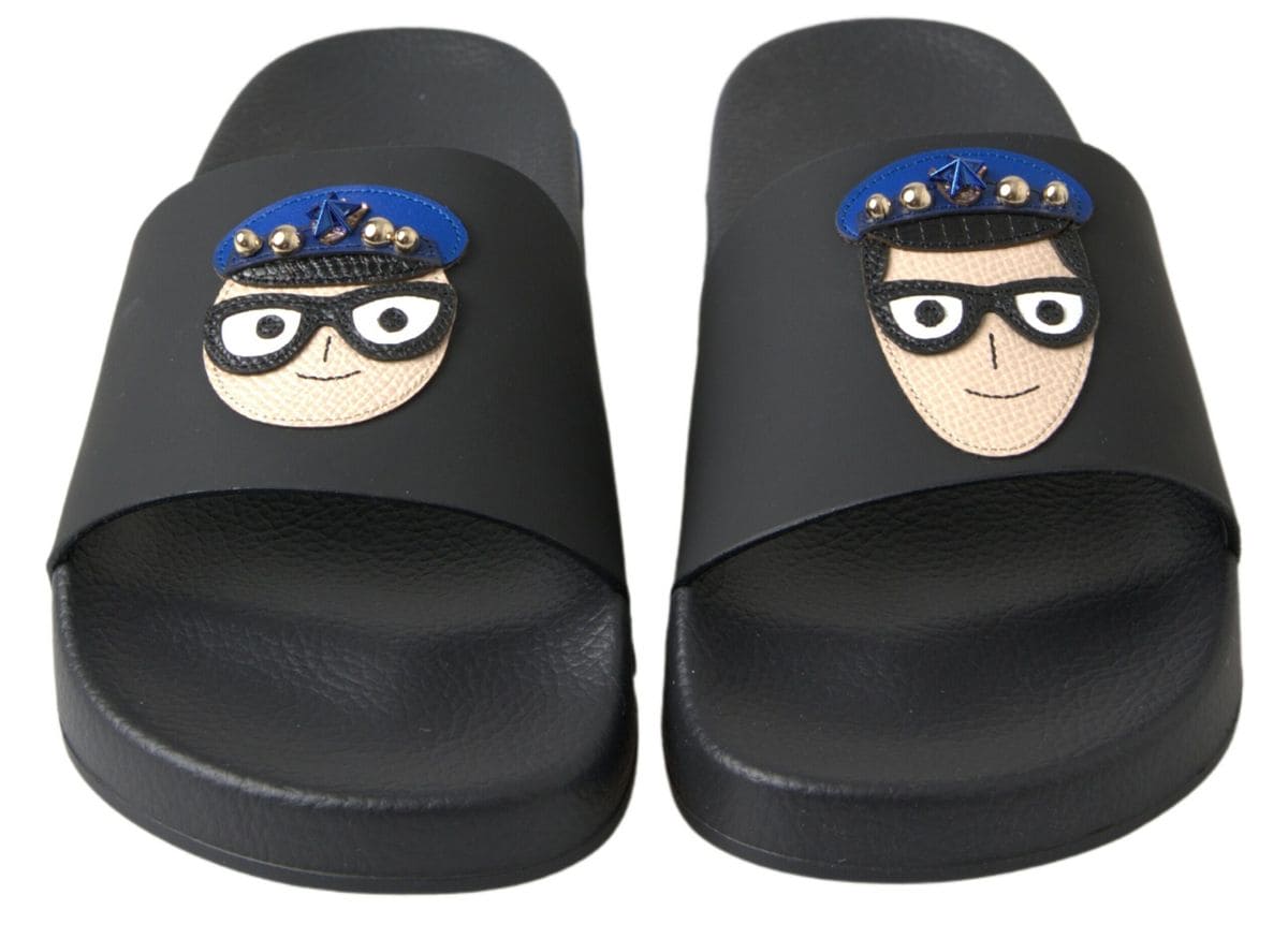 Sandales élégantes en cuir noir Dolce &amp; Gabbana