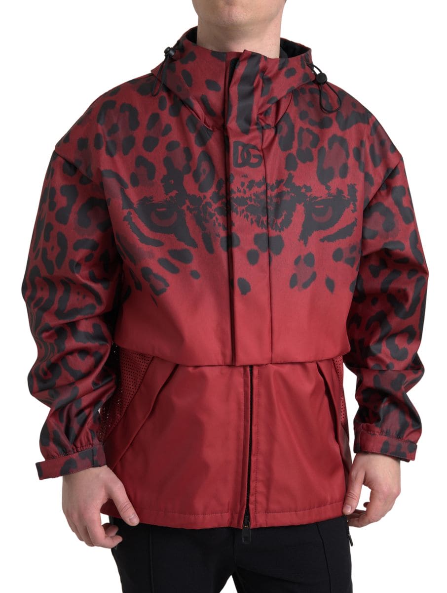 Veste à capuche à imprimé léopard rouge radieux Dolce &amp; Gabbana