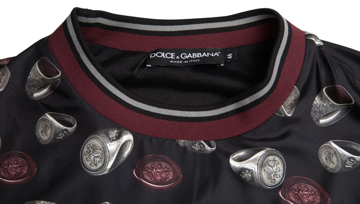 Pull ras du cou élégant en soie Dolce &amp; Gabbana - Noir multicolore