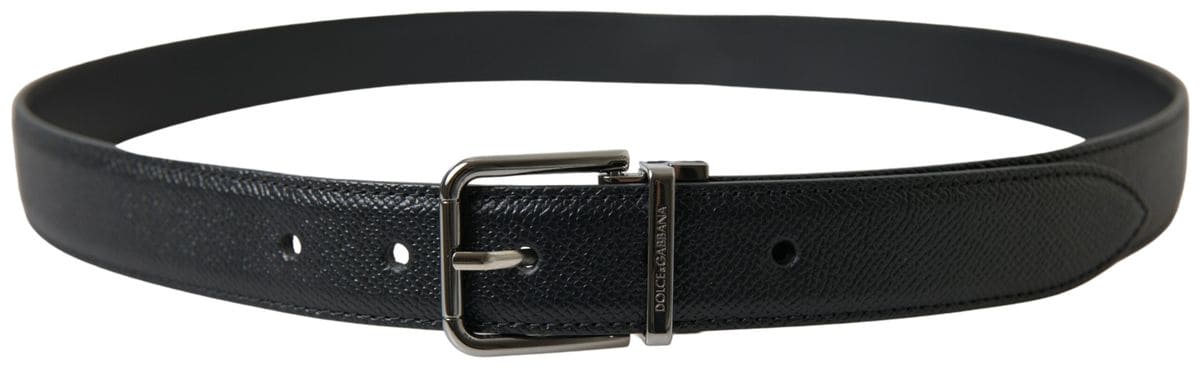 Ceinture de créateur élégante en cuir noir Dolce &amp; Gabbana