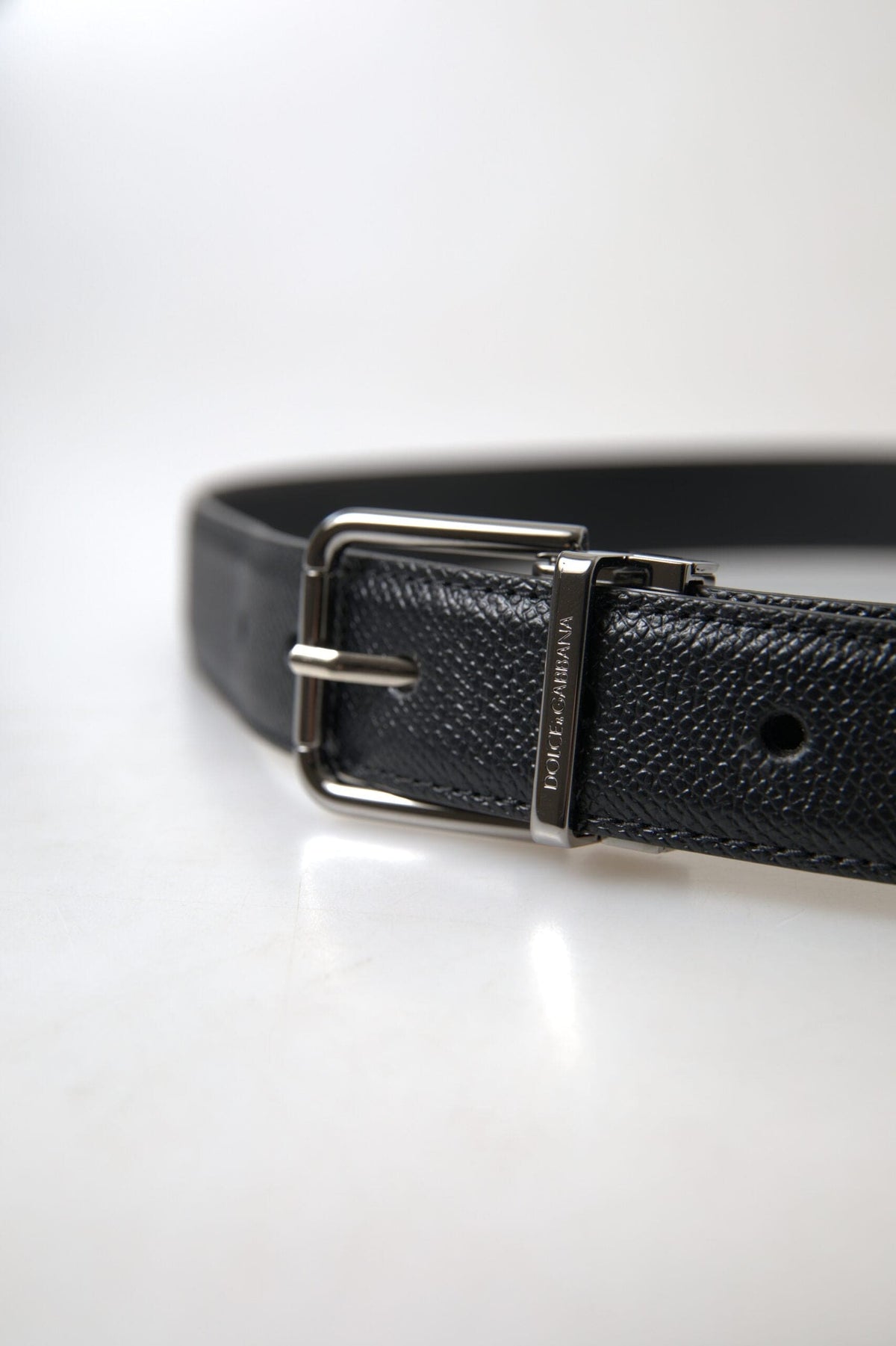 Ceinture de créateur élégante en cuir noir Dolce &amp; Gabbana