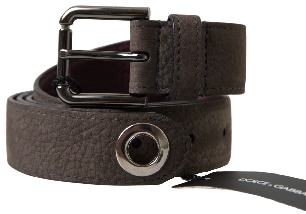 Ceinture élégante en cuir marron avec boucle en métal Dolce &amp; Gabbana