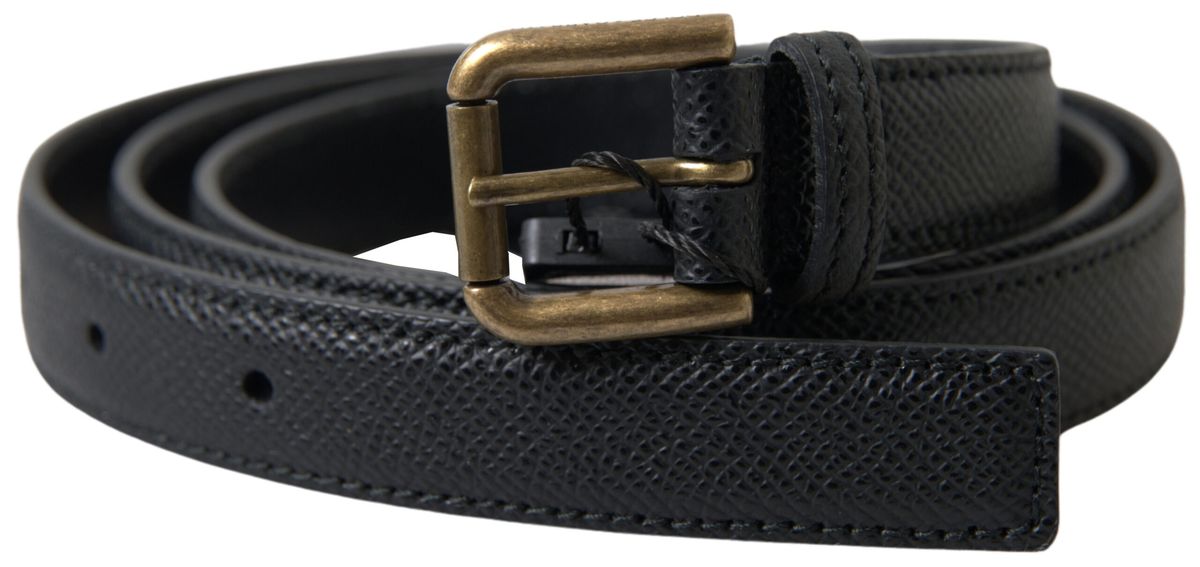 Ceinture élégante en cuir italien noir Dolce &amp; Gabbana