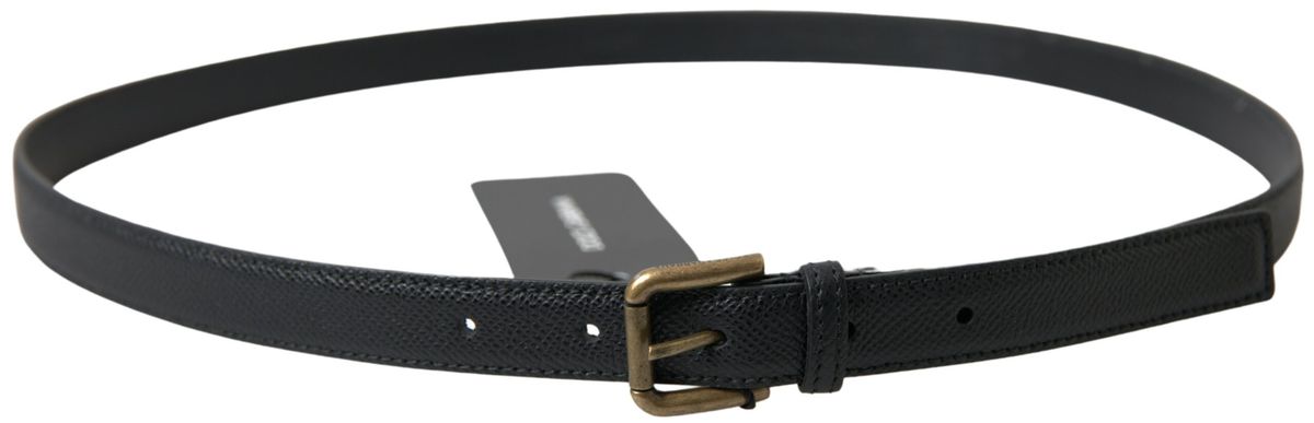 Ceinture élégante en cuir italien noir Dolce &amp; Gabbana