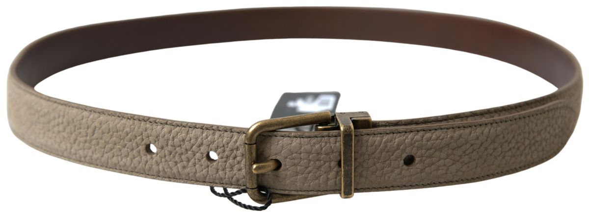 Ceinture élégante en cuir beige Dolce &amp; Gabbana avec boucle en métal