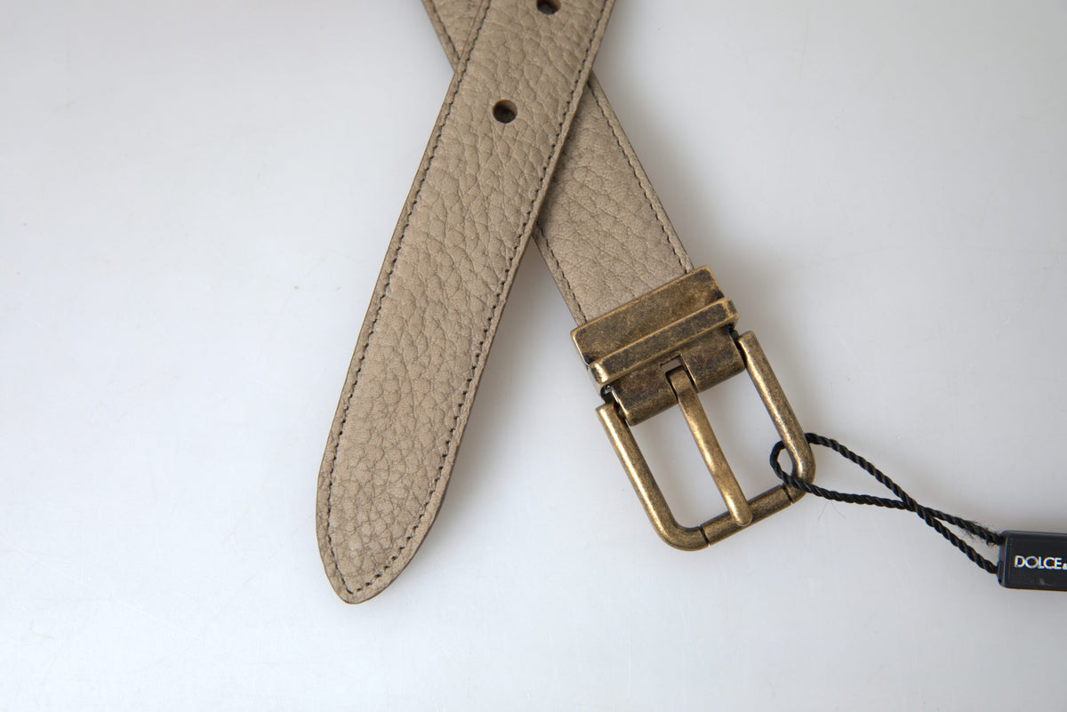 Ceinture élégante en cuir beige Dolce &amp; Gabbana avec boucle en métal