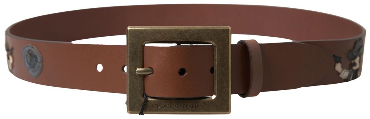 Ceinture élégante en cuir Dolce &amp; Gabbana avec boucle en métal