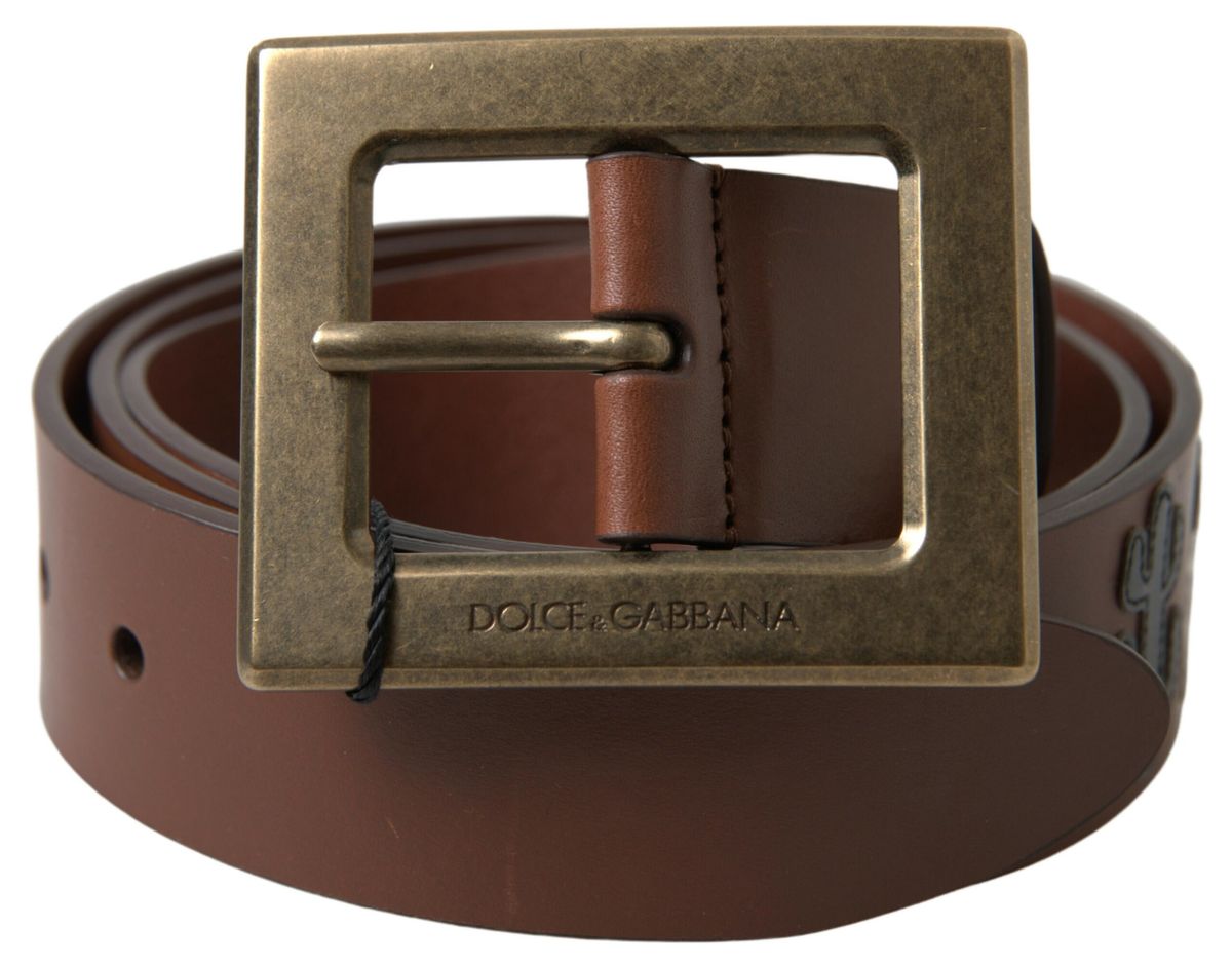 Ceinture élégante en cuir Dolce &amp; Gabbana avec boucle en métal