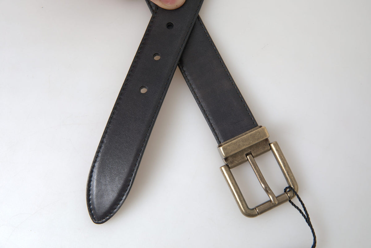 Ceinture élégante en cuir noir Dolce &amp; Gabbana avec boucle en métal