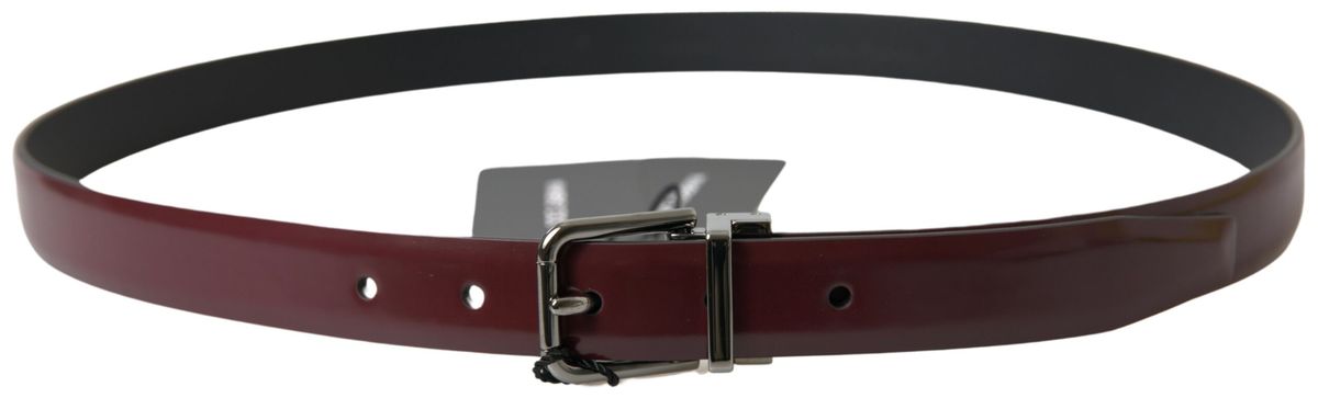 Ceinture élégante en cuir bordeaux Dolce &amp; Gabbana avec boucle en métal