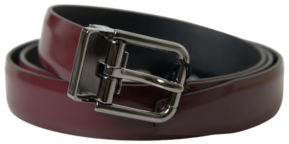 Ceinture élégante en cuir bordeaux Dolce &amp; Gabbana avec boucle en métal