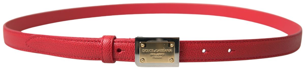 Cinturón elegante de piel roja de diseñador de Dolce &amp; Gabbana