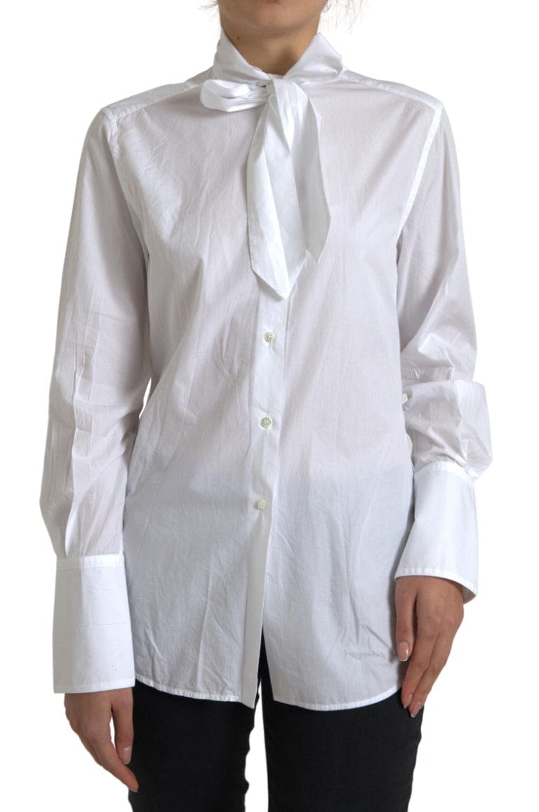 Chemise à manches longues en coton blanc élégante Dolce &amp; Gabbana