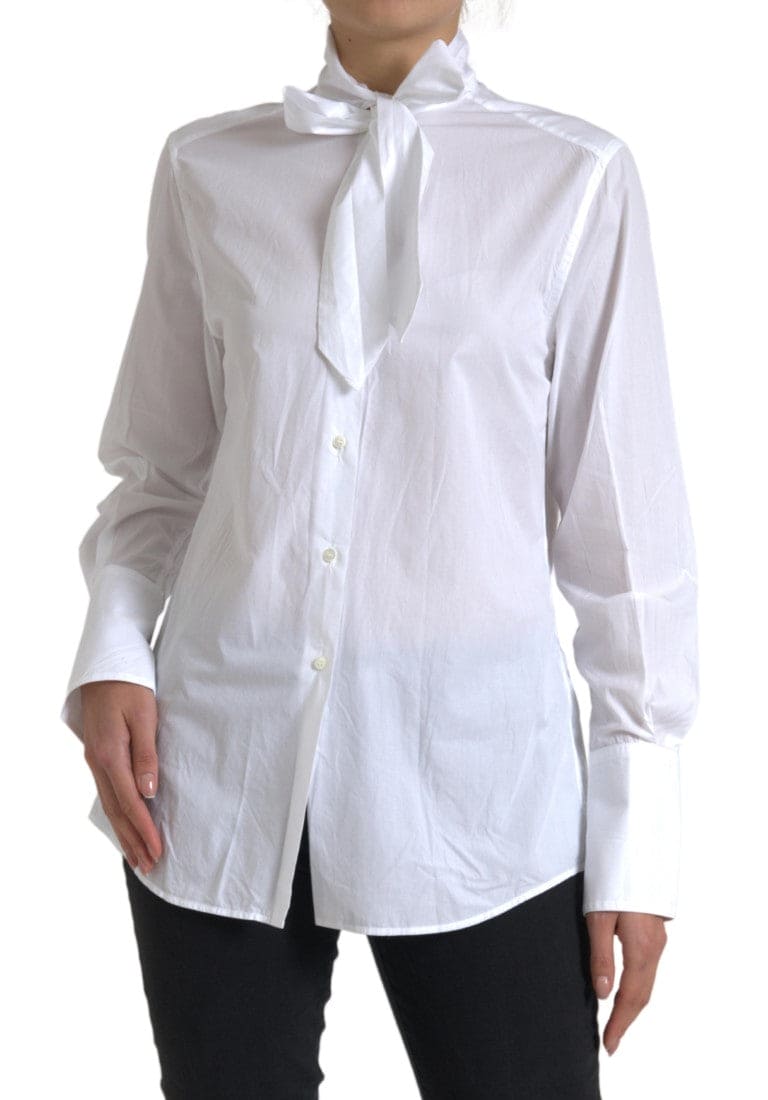 Camisa elegante de algodón de manga larga blanca de Dolce &amp; Gabbana