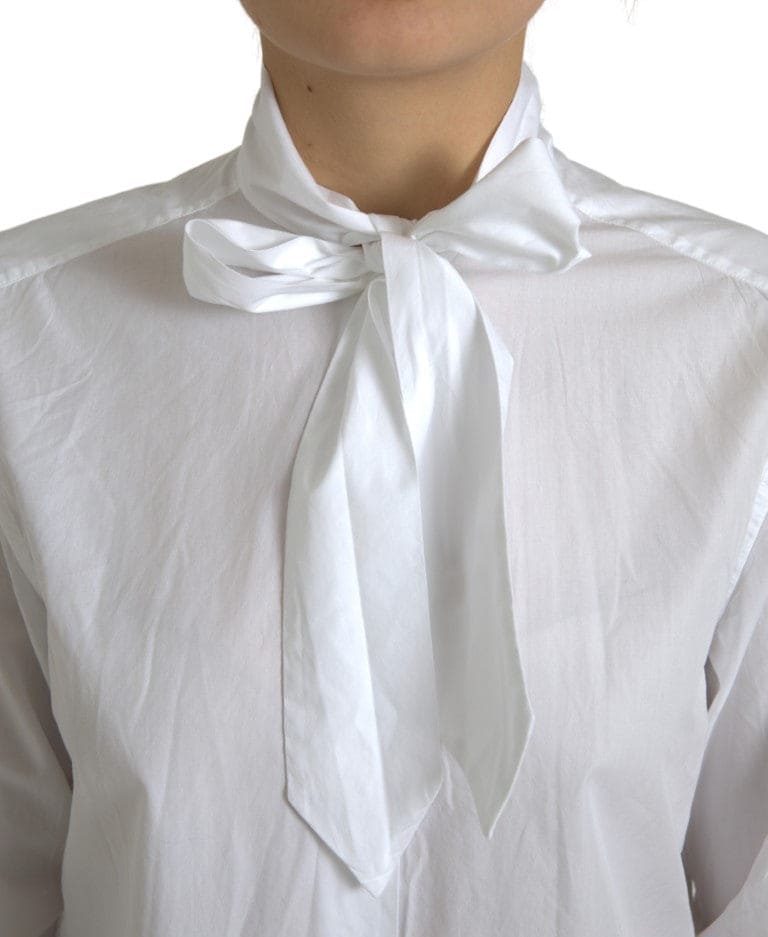 Camisa elegante de algodón de manga larga blanca de Dolce &amp; Gabbana