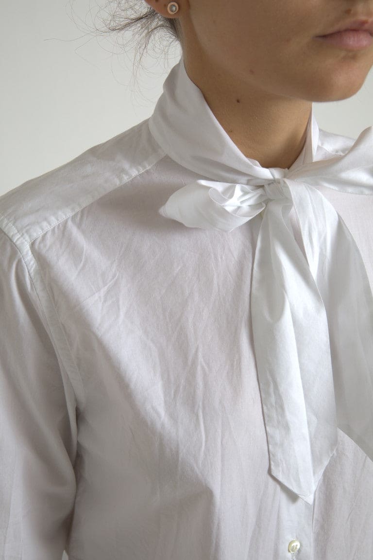 Camisa elegante de algodón de manga larga blanca de Dolce &amp; Gabbana