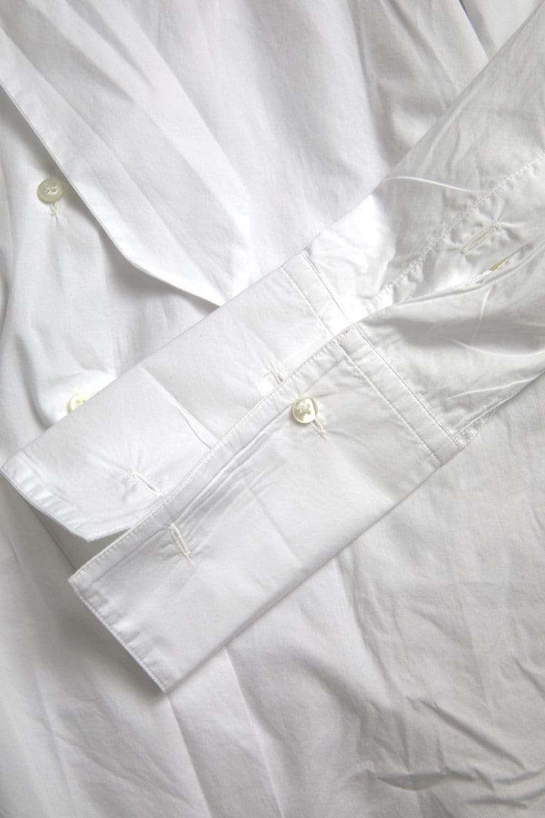 Camisa elegante de algodón de manga larga blanca de Dolce &amp; Gabbana