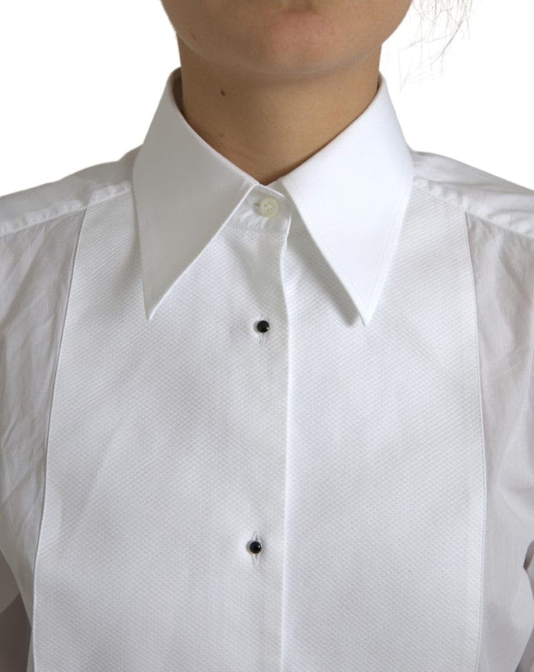 Camisa elegante de popelina de algodón blanca de Dolce &amp; Gabbana