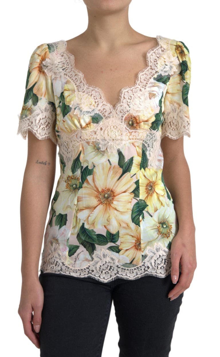 Blusa de seda con estampado floral elegante de Dolce &amp; Gabbana