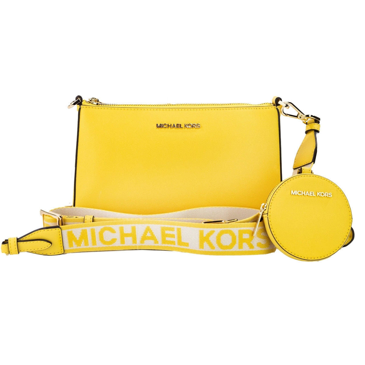 Sac à main Michael Kors Jet Set Daffodil Vegan à bandoulière avec attaches techniques