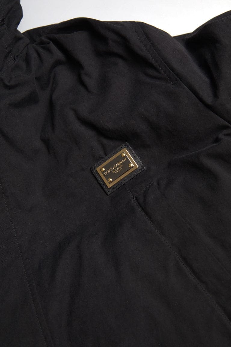 Trench-coat à capuche noir élégant Dolce &amp; Gabbana